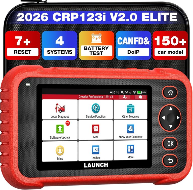 LAUNCH CRP123i Valise Diagnostic Auto OBD2 Professionnelle (Rouge), Diagnostic 4 Systèmes, EPB/FAP/Vidange, SAS/BMS/TPMS, Test Batterie, Lecture VIN